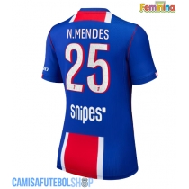 Camisa de time de futebol Paris Saint-Germain Nuno Mendes #25 Replicas 1º Equipamento Feminina 2026-27 Manga Curta